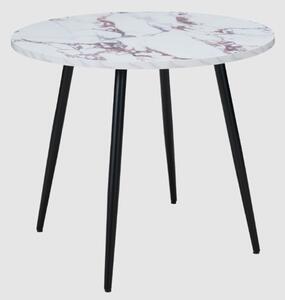 Hobart Wooden Round Dining Table In Violetta Marble Effect