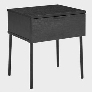 Lucca Wooden Bedside Cabinet With 1 Drawer In Black
