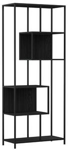 Salvo Wooden Bookcase With 5 Shelves And Back Panel In Ash Black
