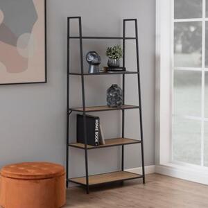 Salvo Wooden Ladder Bookcase With 5 Shelves In Matt Wild Oak