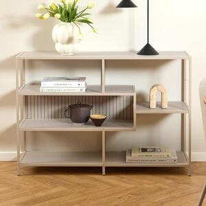 Salvo Wooden Bookcase With 4 Shelves And Back Panel In Grey