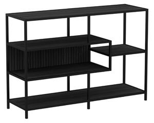 Salvo Wooden Bookcase With 4 Shelves And Back Panel In Ash Black