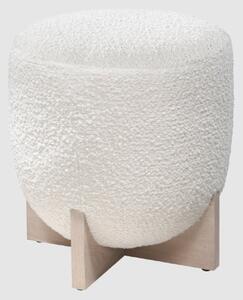 Wichita Fabric Stool With White Wash Leg Base In Cologne Ivory