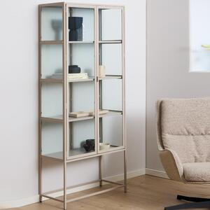 Salvo Wooden Display Cabinet With 2 Doors 4 Shelves In Grey