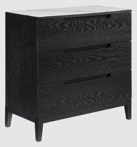 Orillia Wooden Chest Of 3 Drawers With Glass Top In Wenge