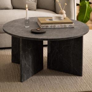 Verdun Marble Round Coffee Table In Matt Marron Brown