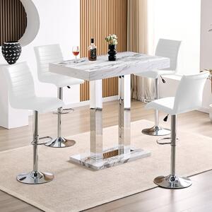 Caprice Small Filo Effect Gloss Bar Table 4 Ripple White Stools