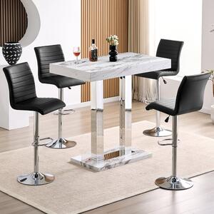 Caprice Small Filo Effect Gloss Bar Table 4 Ripple Black Stools