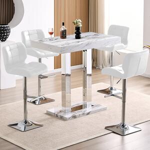 Caprice Small Filo Effect Gloss Bar Table 4 Candid White Stools