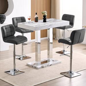 Caprice Small Filo Effect Gloss Bar Table 4 Candid Grey Stools