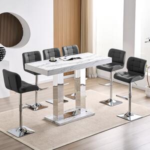 Caprice Large Filo Effect Gloss Bar Table 6 Candid Grey Stools