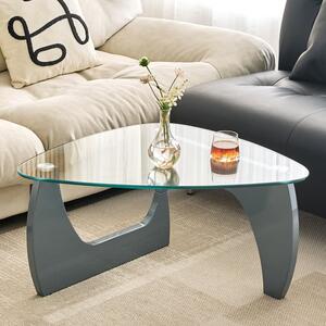 Rimdoc Clear Glass Coffee Table With Grey High Gloss Base