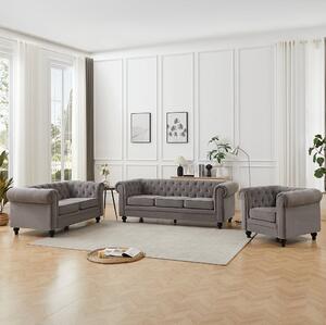 Hertford Fabric 3+2+1 Seater Sofa Set In Grey