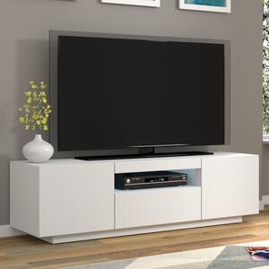 Aurora Wooden TV Stand With 3 Doors In Matt White And LED