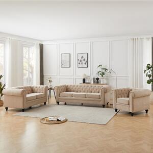 Hertford Fabric 3+2+1 Seater Sofa Set In Stone