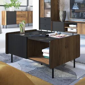 Preston Wooden Coffee Table With 2 Doors In Oak Walnut