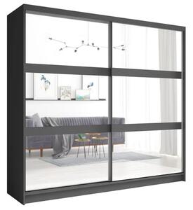 Flora Mirrored Wardrobe With 2 Sliding Doors In Graphite