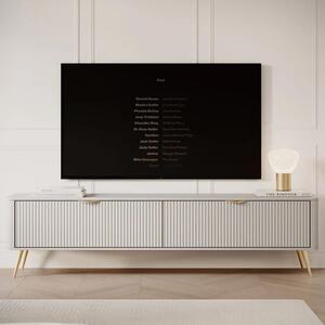Lampe Wooden TV Stand With Metal Legs In Beige