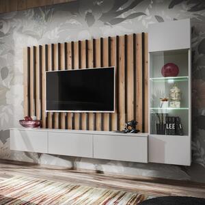 Vernon Wooden Entertainment Unit In Pearl Grey And Oak With LED
