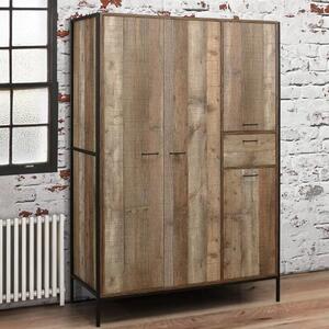 Urbana Wooden Wardrobe With 4 Doors In Rustic