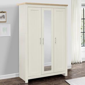 Highland Wooden Wardrobe With 3 Doors In Cream Oak