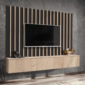 Vernon Wooden Entertainment Unit In Hickory Oak And Black