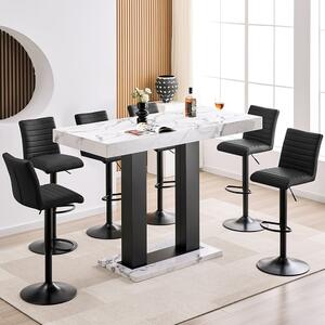 Caprice Large Diva Gloss Bar Table Black Base 6 Ripple Black Stools