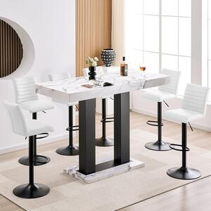 Caprice Large Diva Gloss Bar Table Black Base 6 Ripple White Stools