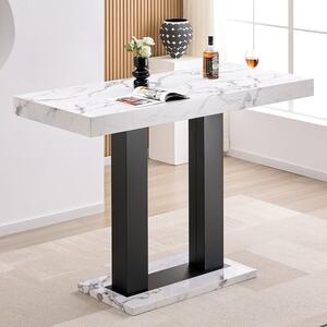 Caprice Large Gloss Bar Table With Black Base In Diva Marble Effect