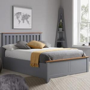 Phoney Wooden Ottoman Storage Single Bed In Stone Grey