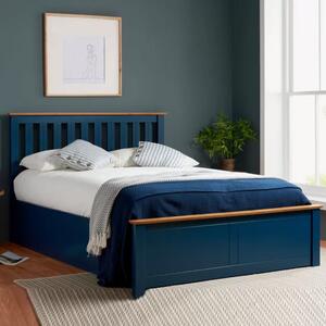 Phoney Wooden Ottoman Storage Single Bed In Navy Blue