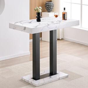 Caprice Small Gloss Bar Table With Black Base In Diva Marble Effect