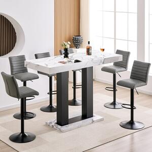 Caprice Large Diva Gloss Bar Table Black Base 6 Ripple Grey Stools