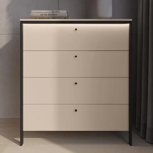 Eureka Wooden Chest Of 4 Drawers In Beige And LED