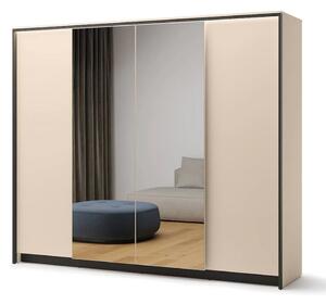 Eureka Wooden Wardrobe With 4 Doors In Beige And LED