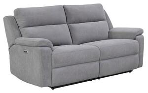 Tyrone Fabric Electric Recliner 3 Seater Sofa In Stone