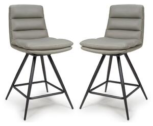 Norton Truffle PVC Fabric Counter Bar Chairs With Metal Legs In Pair