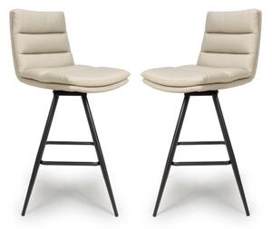 Norton Taupe PVC Fabric Counter Bar Chairs With Metal Legs In Pair