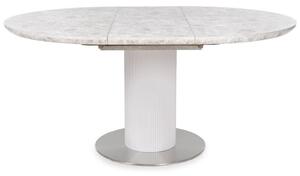 Tupelo Wooden Round Extending Dining Table In White Marble Effect