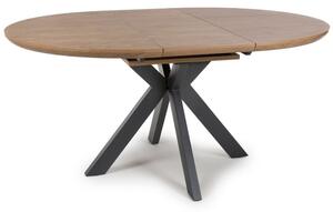 Beloit Wooden Round Extending Dining Table In Rustic Oak