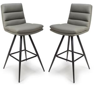 Norton Truffle PVC Fabric Bar Chairs With Metal Legs In Pair
