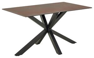 Hebron Small Ceramic Top Dining Table In Rusty Brown