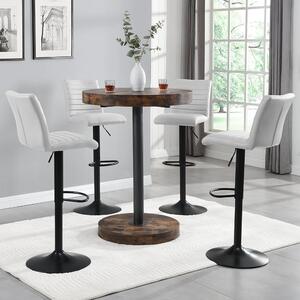 Havana Rustic Oak Bar Table With Black Base 4 Ripple White Stools