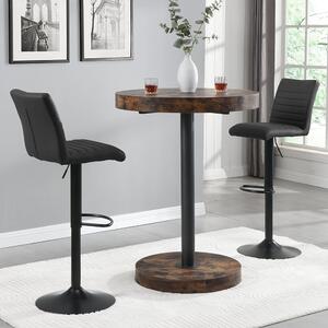 Havana Rustic Oak Bar Table With Black Base 2 Ripple Black Stools