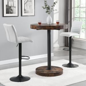 Havana Rustic Oak Bar Table With Black Base 2 Ripple White Stools