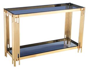 Cappy Grey Glass Console Table With Gold Metal Frame