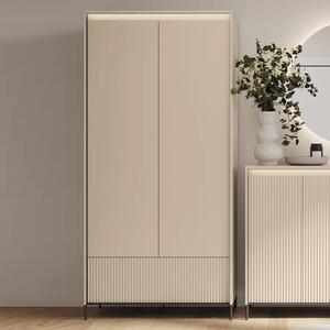 Trier Wooden Hallway Cabinet With 2 Doors 1 Drawer In Beige And LED