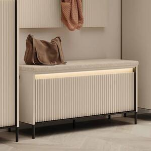 Trier Wooden Hallway Seating Bench In Beige And LED