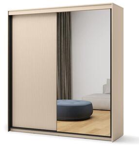 Trier Wooden Wardrobe With 2 Sliding Doors In Beige And LED