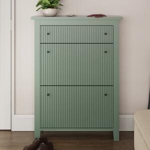 Goteborg Wooden Shoe Cabinet With 2 Flap Doors In Dowager Green